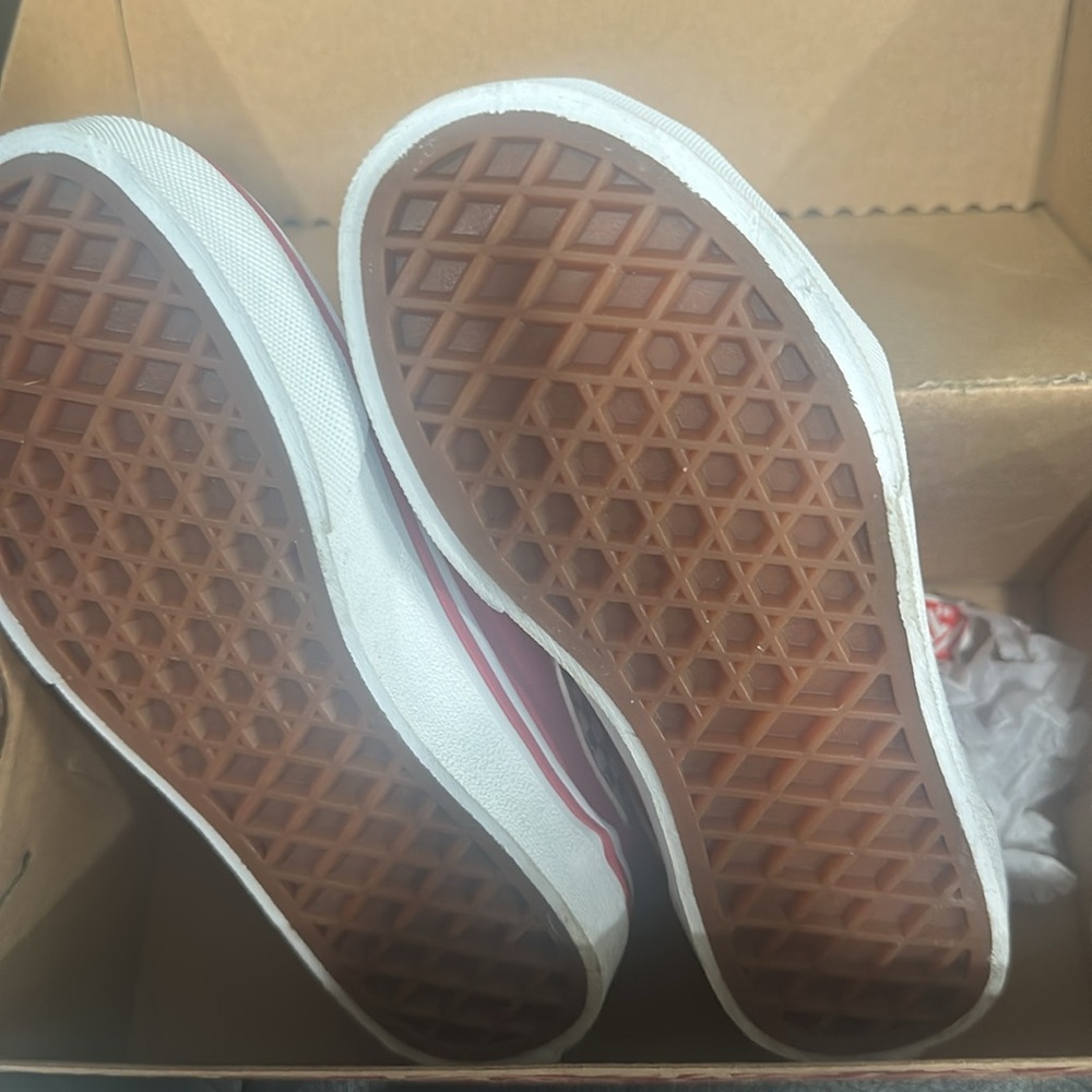 Vans Classic Red Canvas with Checkerboard , Flower & Butterfly Design - Picture 4 of 4